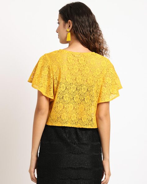 yellow short sleeve shrug