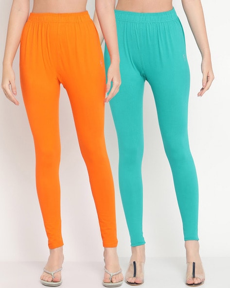 Buy Dollar Missy Orange Cotton Leggings for Women Online @ Tata CLiQ