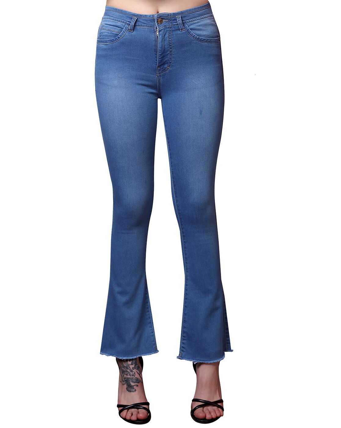 Lightly Distress High-Rise Bootcut Jeans