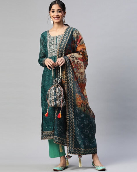Floral Unstitched Dress Material Price in India