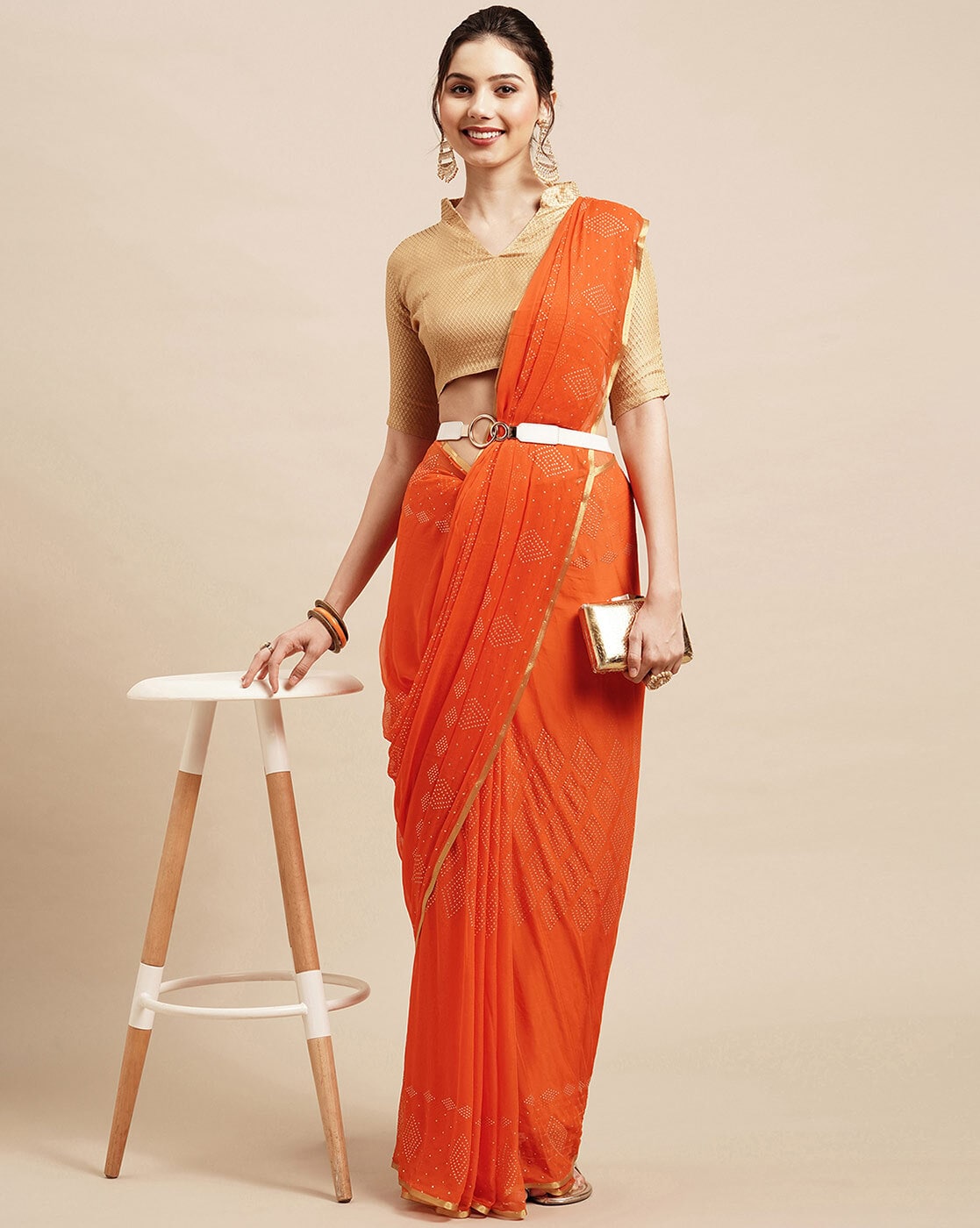 Buy Orange Sarees for Women by Saree mall Online | Ajio.com