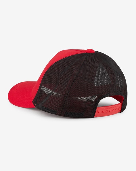 ARMANI EXCHANGE Logo Print Baseball Hat with Mesh For Women (Red, FS)
