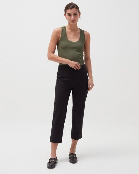 Black Linen Blend Wide Leg Crop Trousers | New Look