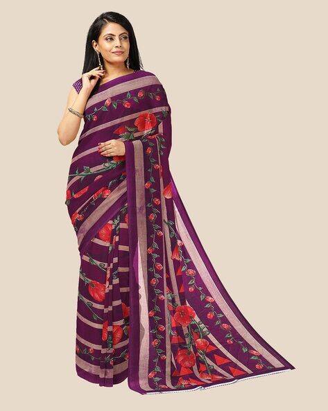 Floral Print Georgette Saree