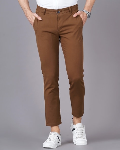 Stripe Formal Trousers In Tobacco Brown Phoenix Fit Dax