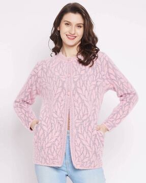 Buy POCKE-DETAIL PINK LOOSE KNIT CARDIGAN for Women Online in India