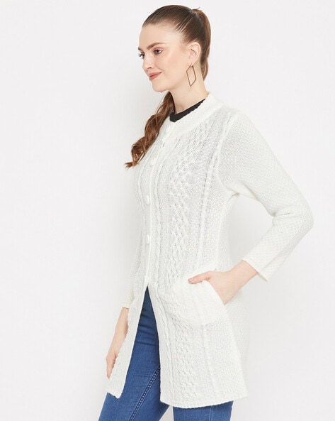 White sweater hot sale with pockets