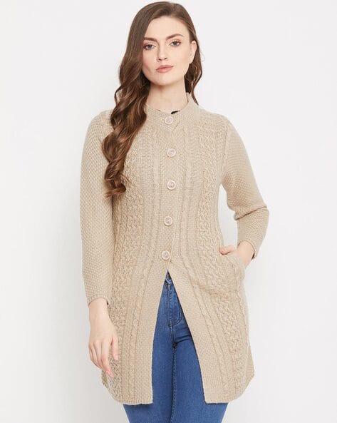 Knitted Wool Cardigan with Insert Pockets