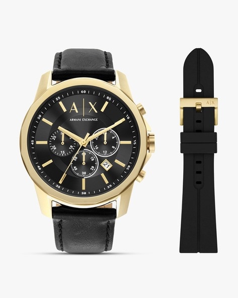 Armani exchange leather clearance strap watch