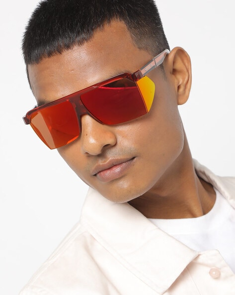 Extremus Fitz Roy Polarized Sunglasses, Sun Glasses for Driving Fishing  Outdoors, Men and Women Frame: Matt Clear / Lens: Mirrored Orange