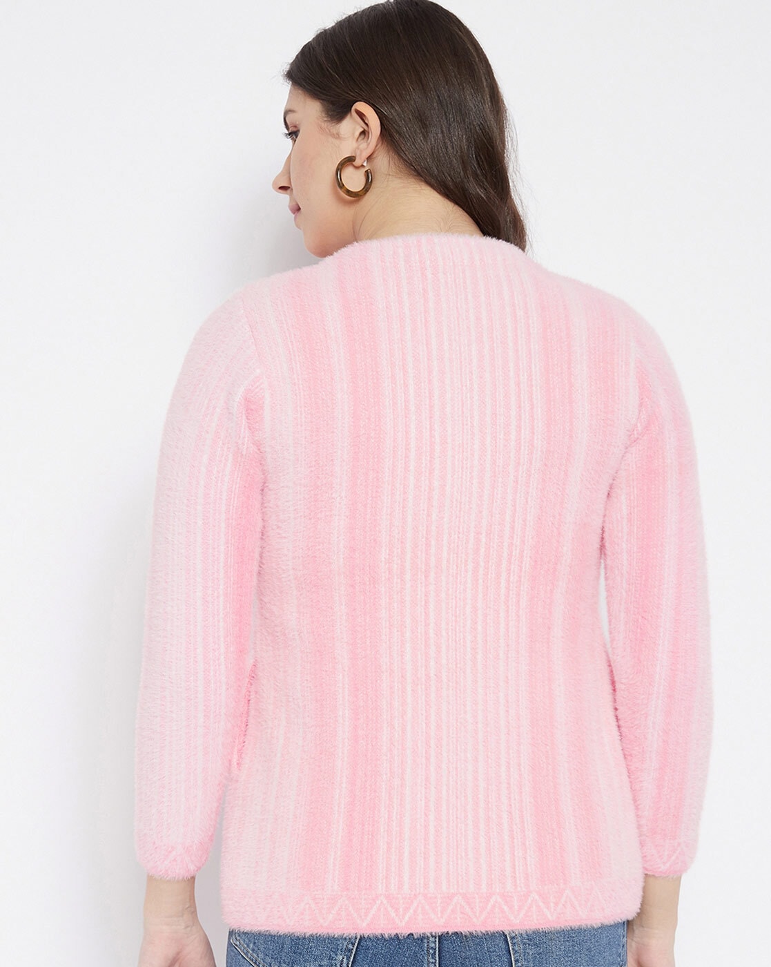 Buy POCKE-DETAIL PINK LOOSE KNIT CARDIGAN for Women Online in India