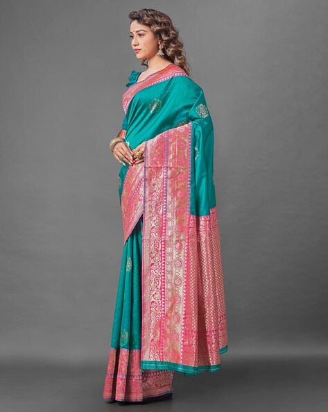 Blue Paithani Saree With Snusha Signature Border – Snusha