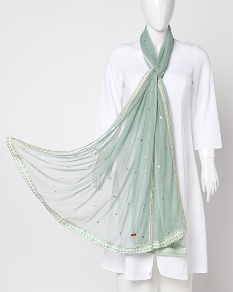 Embellished Dupatta with Printed Border Price in India