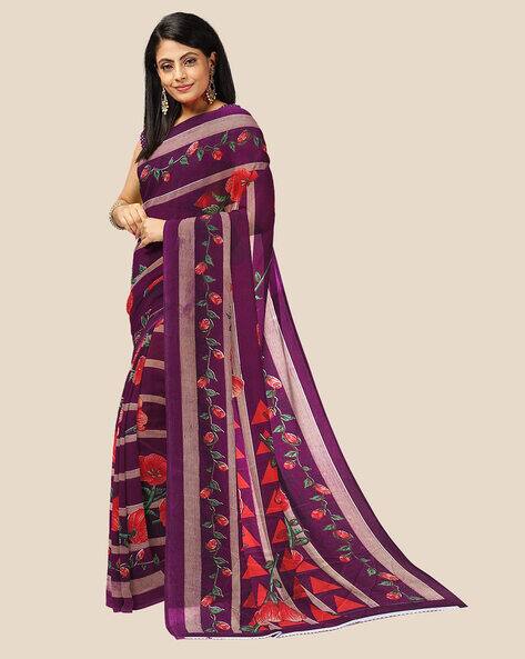Floral Print Georgette Saree view 2