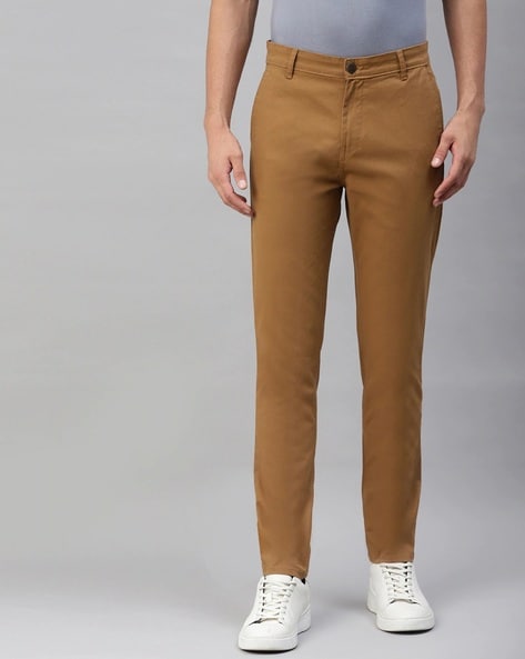 Buy ALLEN SOLLY Solid Cotton Stretch Slim Fit Men's Casual Trousers |  Shoppers Stop