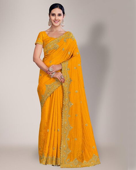 Buy Amaze Enterprises Women's Kota Doria Cotton Gota Patti Saree With  Attached Blouse Piece_(Yellow &Green) at Amazon.in