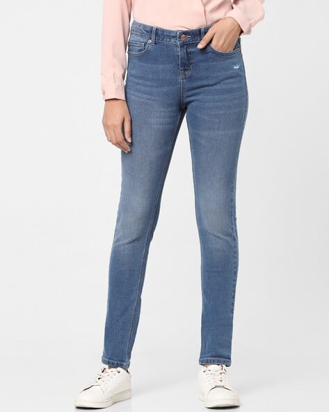 ISCENERY BY VERO MODA Women Lightly Washed _and_ Distressed Skinny Fit Mid-Rise Jeans