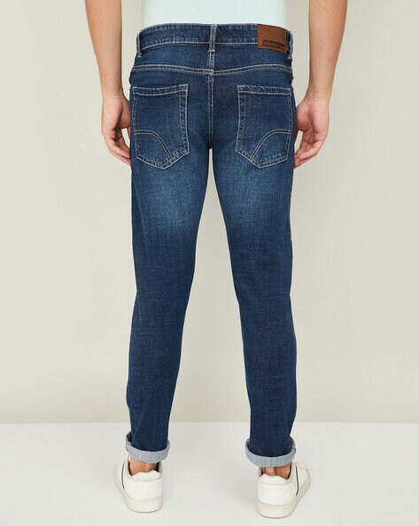 Washed Skinny Jeans with 5-Pocket Stylinga