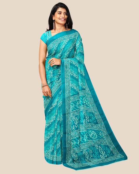 Buy Sea Green Sarees for Women by Indie Picks Online | Ajio.com