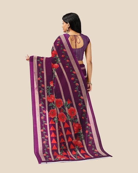 Floral Print Georgette Saree view 3