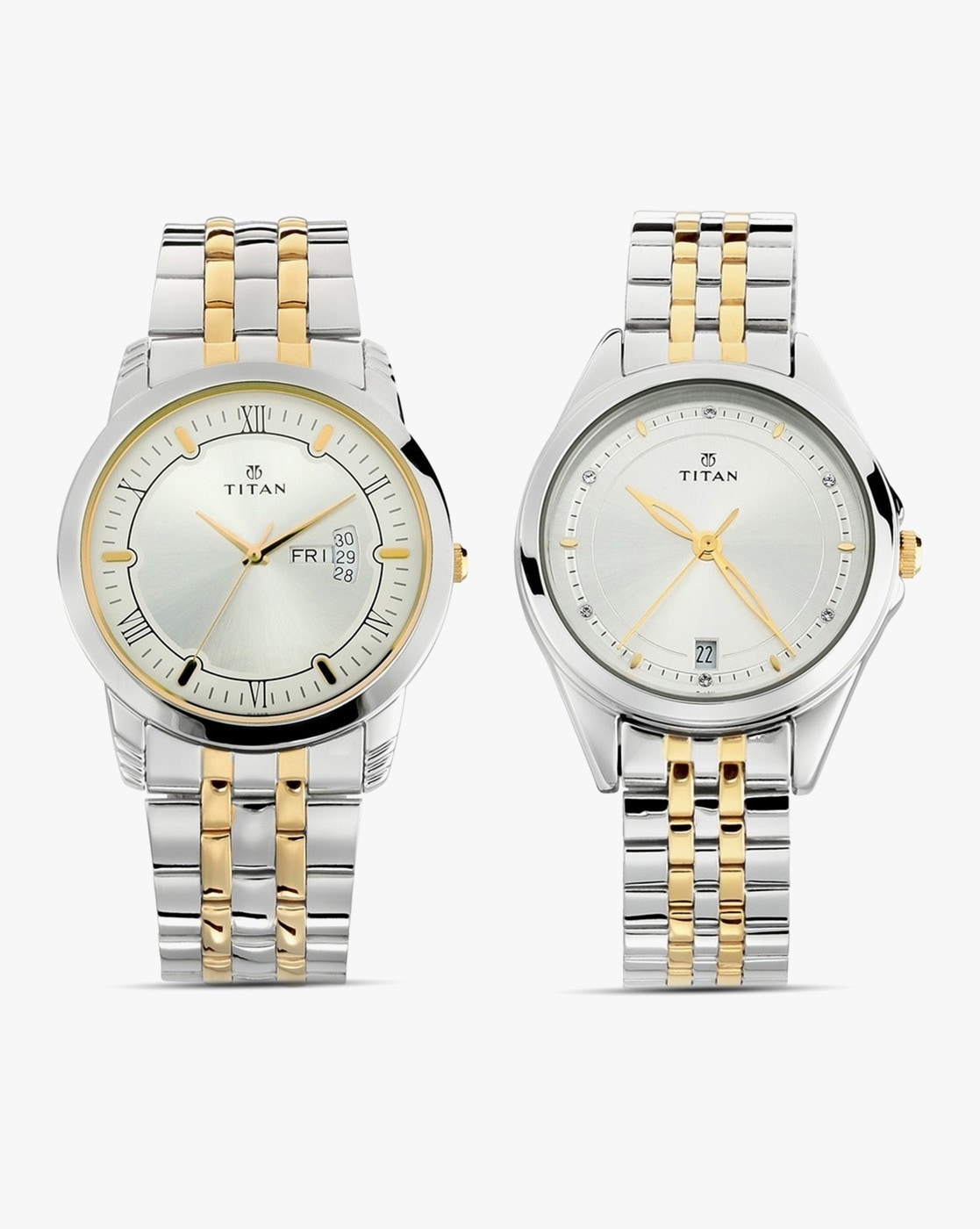 Titan couple best sale gold watches