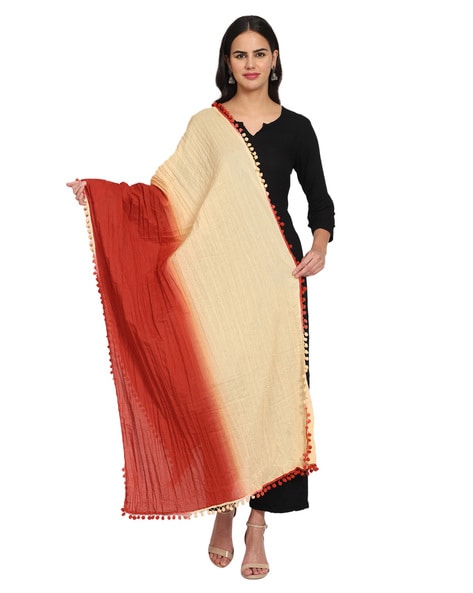 Ombere-Dyed Dupatta with Pom-Pom Border Price in India