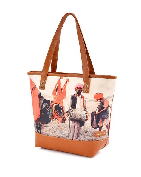 LYCHEE BAGS Graphic Print Canvas Tote Bag