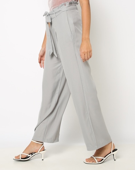 CHAMBRAY PAPERBAG WAIST BELTED WIDE LEG PANTS  Azzy Distinct Style Boutique