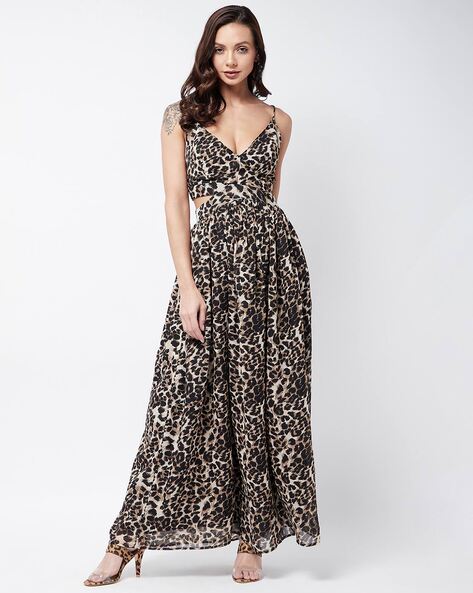 Roberto Cavalli leopard-print V-neck Gown - Farfetch