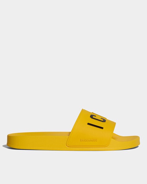 Yellow off cheap white flip flops