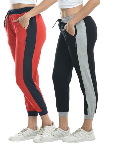 Black and red joggers womens on sale