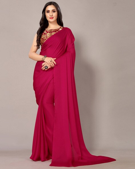 Engrossing Wine Chiffon Contemporary Saree