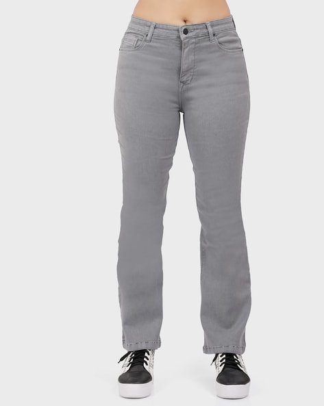 Women's White Solid Bootcut Jeans