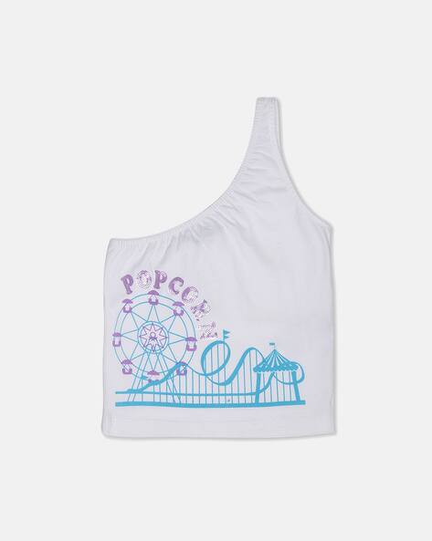 UNITED COLORS OF BENETTON Graphic Print One-Shoulder Top