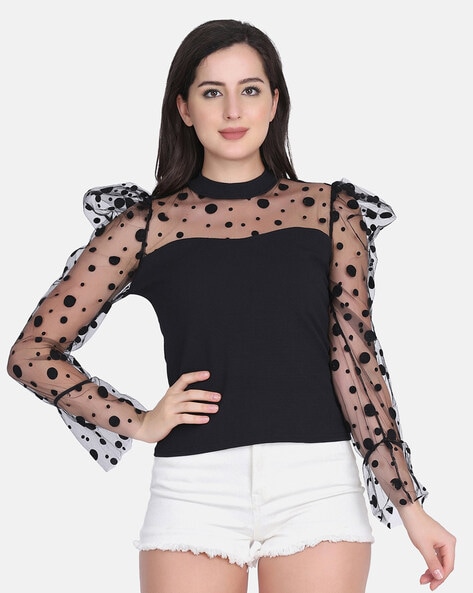 Black Paneled Mesh Bandeau Top - White / L  Bandeau top, Clothes for  women, Top outfits