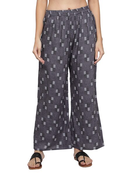 Printed Palazzos with Elasticated Waistband Price in India