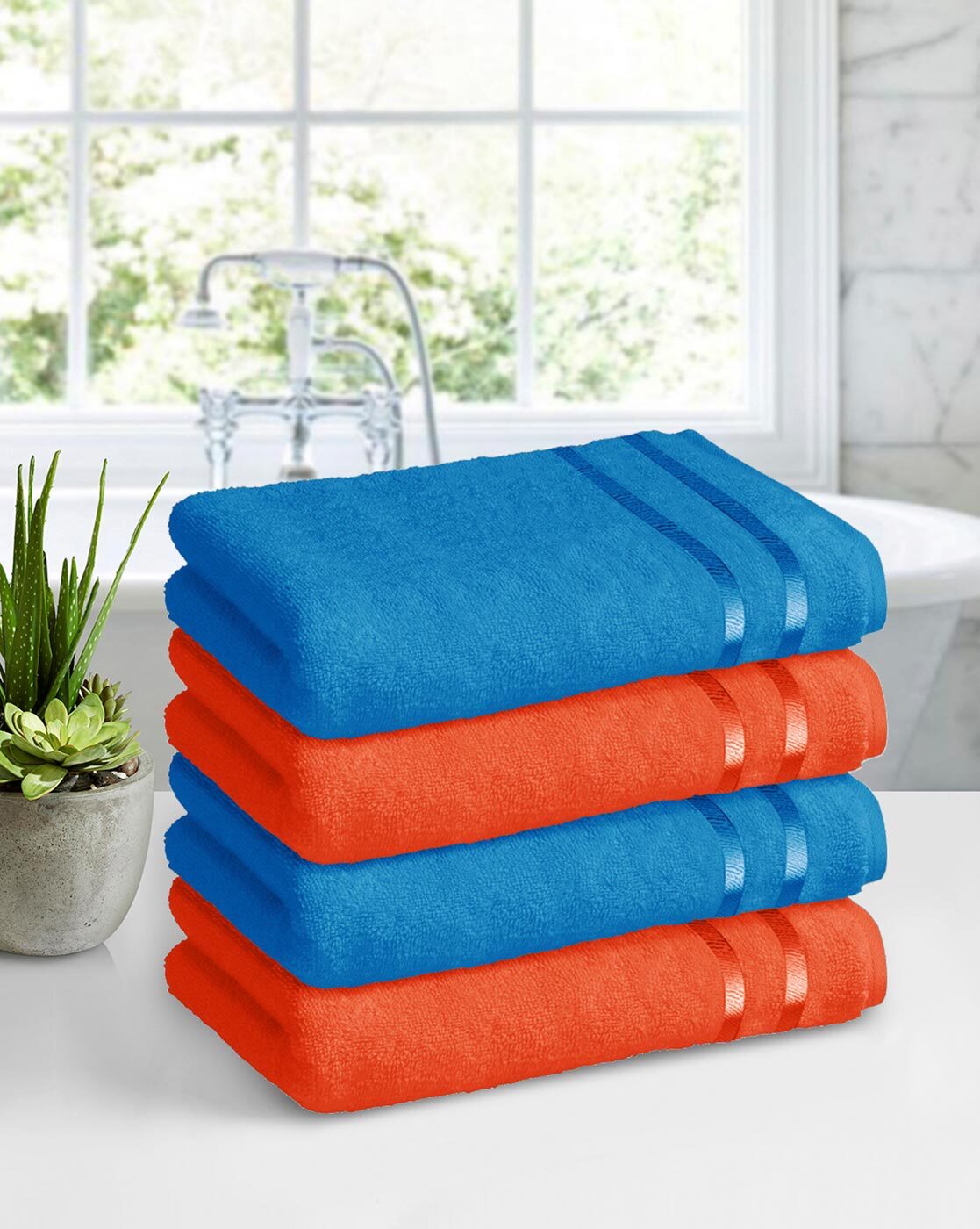 Blue and orange towels sale