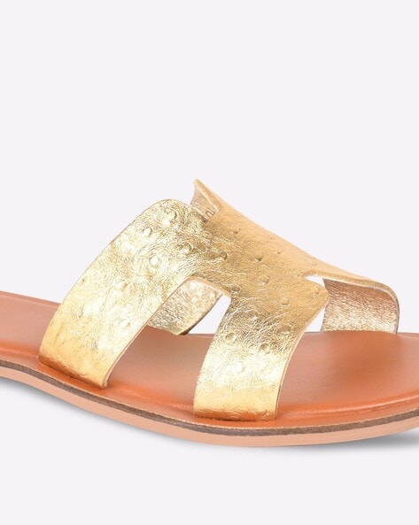 Gold slip on sandals new arrivals