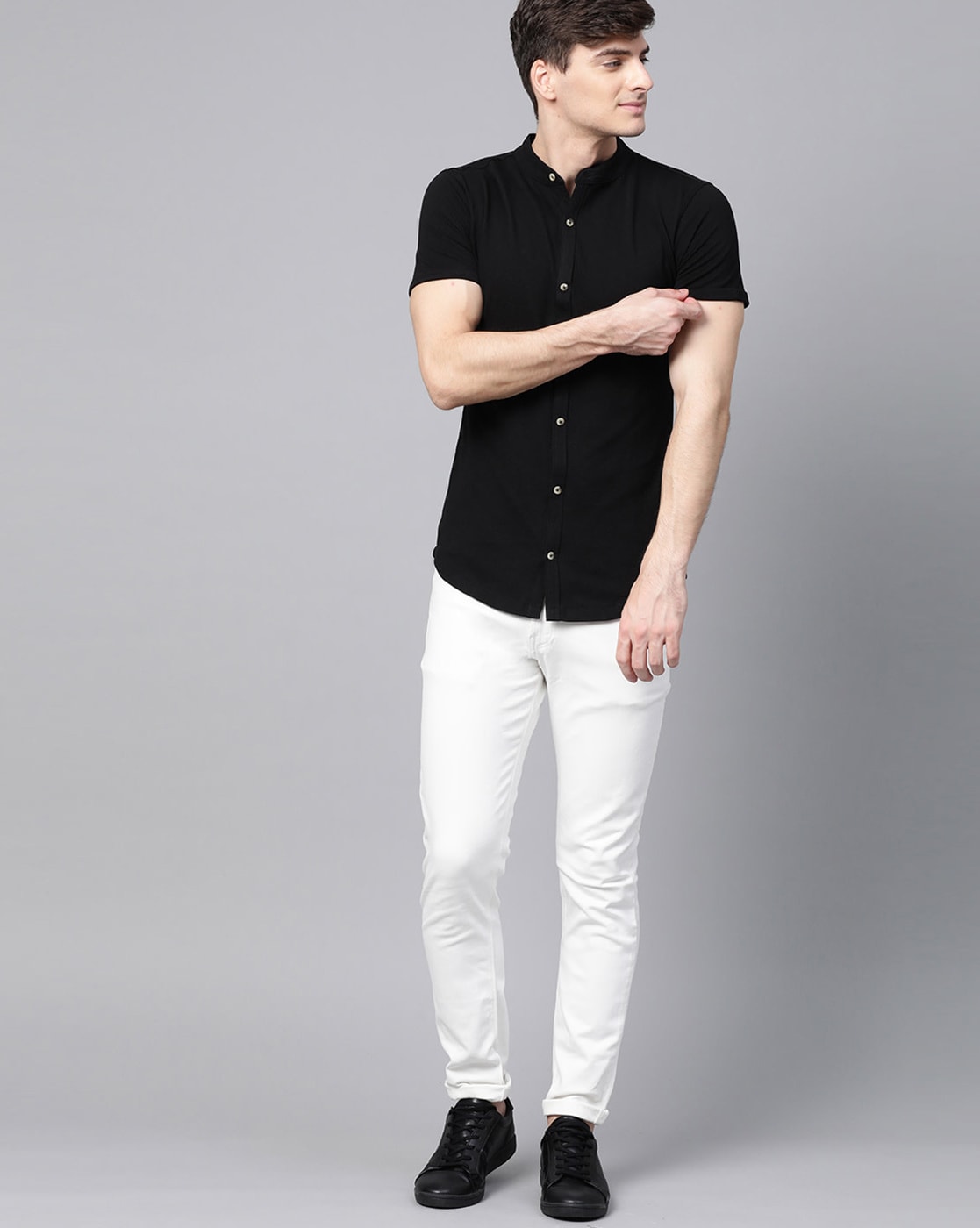 white paint black shirt