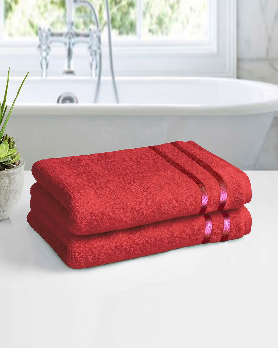 Red bathroom towel online set