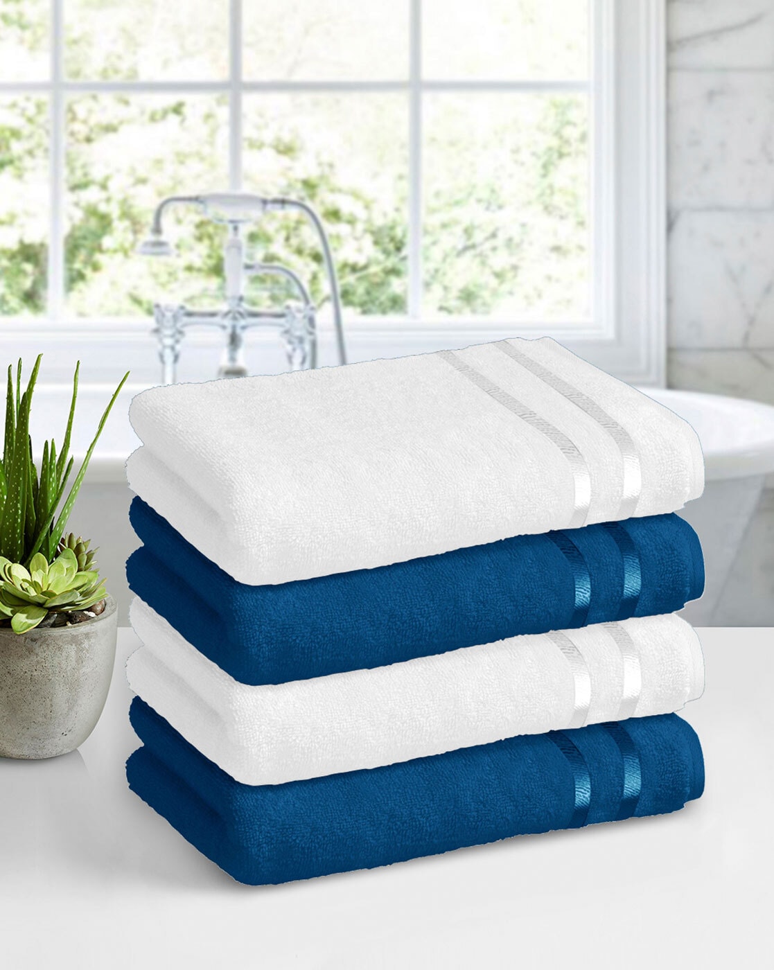 Navy blue and white best sale bath towels