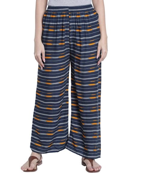 Striped Palazzos with Elasticated Waistband Price in India