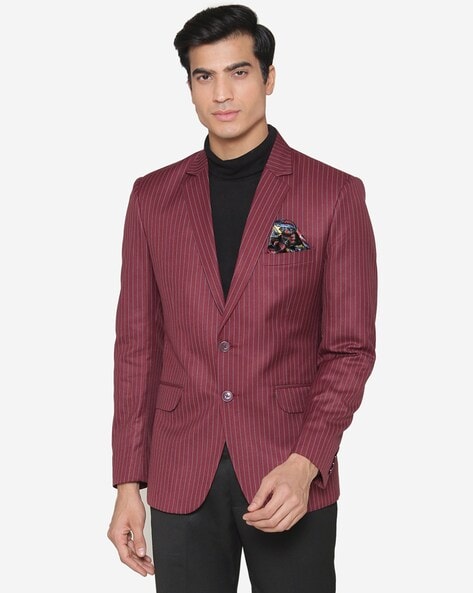 maroon striped blazer