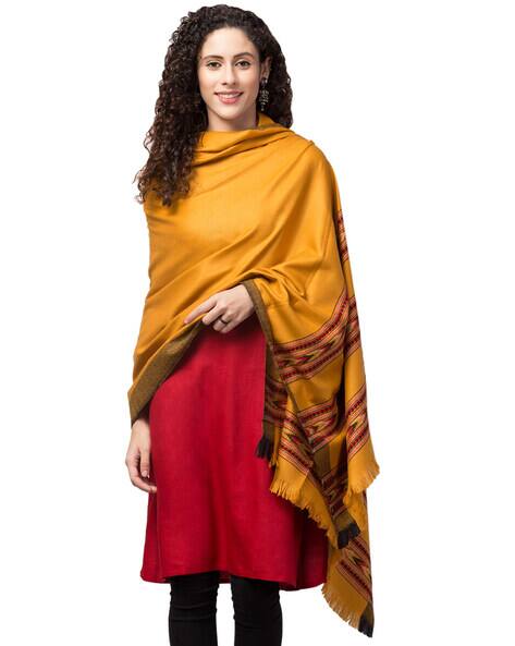 Woolen Shawl with Fringes view 2