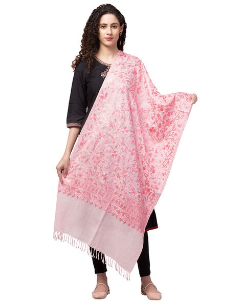 Floral Embroidered Woolen Shawl Price in India