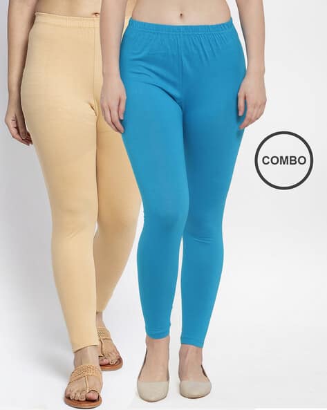 Buy Blue \u0026 Beige Leggings for Women by 