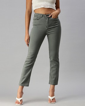 High-Rise Ankle-Length Straight Jeans