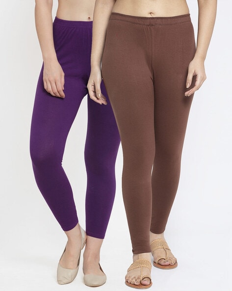 Buy De Moza Women Blue Cotton Ankle Length Leggings - XL Online at Best  Prices in India - JioMart.