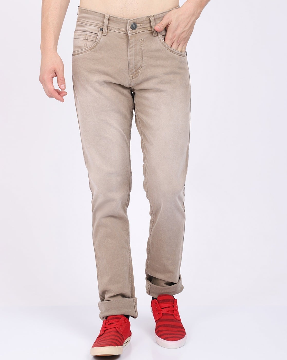 Buy Khaki Jeans for Men by Cantabil 