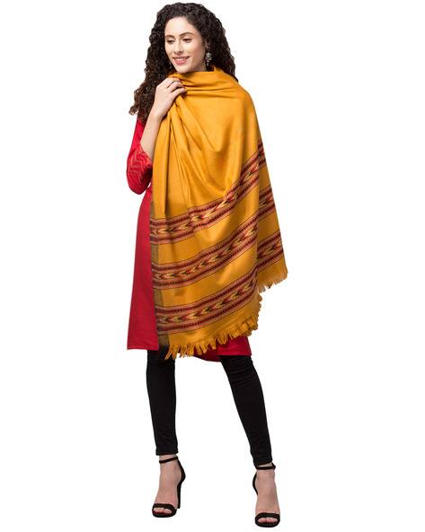 Woolen Shawl with Fringes view 3